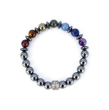 Load image into Gallery viewer, 7 Chakra Balancing – 7 Gemstones on Hematite Stretch Bracelet - Bless and Soul

