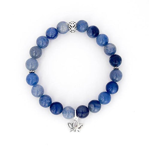 Throat Chakra Balancing – Blue Aventurine and Sterling Silver Stretch Bracelet - Bless and Soul
