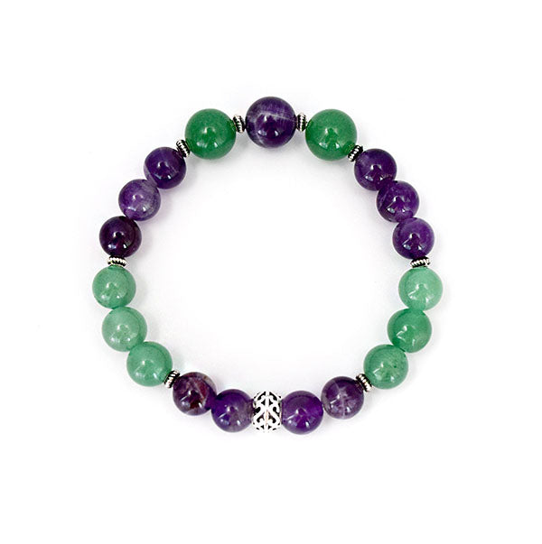 Inner Healing and Good Luck - Amethyst and Aventurine Stretch Bracelet