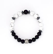 Load image into Gallery viewer, Balance and Inner Peace - Black Obsidian, Howlite and Hematite Stretch Bracelet
