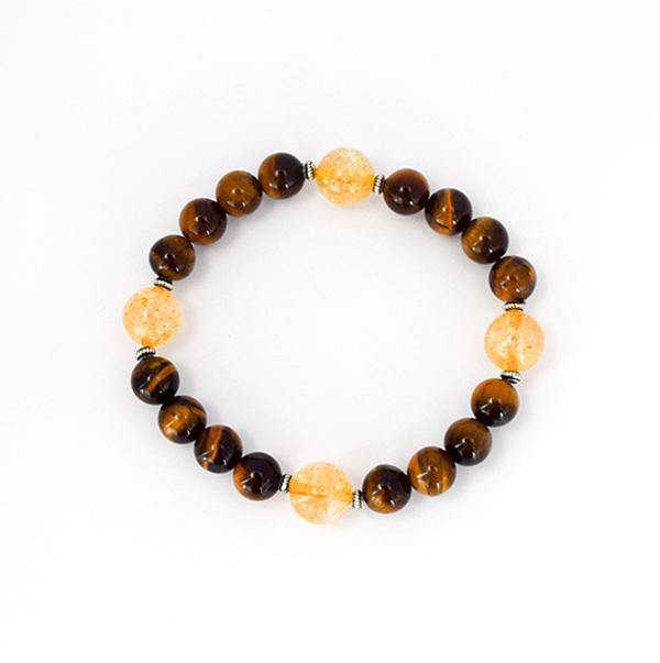 Wealth and Prosperity - Citrine and Tiger's Eye Stretch Bracelet - Bless and Soul