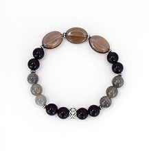 Load image into Gallery viewer, Protection and Grounding - Smoky Quartz, Labradorite and Black Onyx Stretch Bracelet - Bless and Soul
