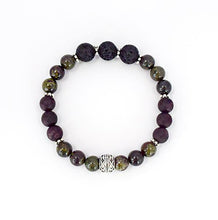 Load image into Gallery viewer, Attract Love and Ignite Passion - Lava Rock, Frosted Garnet, and Dragon Blood Jasper Stretch Bracelet - Bless and Soul

