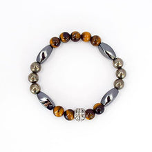 Load image into Gallery viewer, Prosperity and Abundance - Tiger&#39;s Eye, Pyrite and Hematite Stretch Bracelet - Bless and Soul
