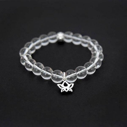 Crown Chakra Balancing – Clear Quartz and Sterling Silver Stretch Bracelet - Bless and Soul