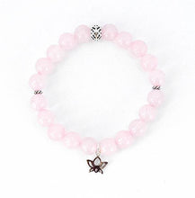 Load image into Gallery viewer, Heart Chakra Balancing - Rose Quartz and Sterling Silver Stretch Bracelet - Bless and Soul

