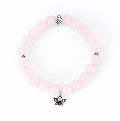 Heart Chakra Balancing - Rose Quartz and Sterling Silver Stretch Bracelet - Bless and Soul
