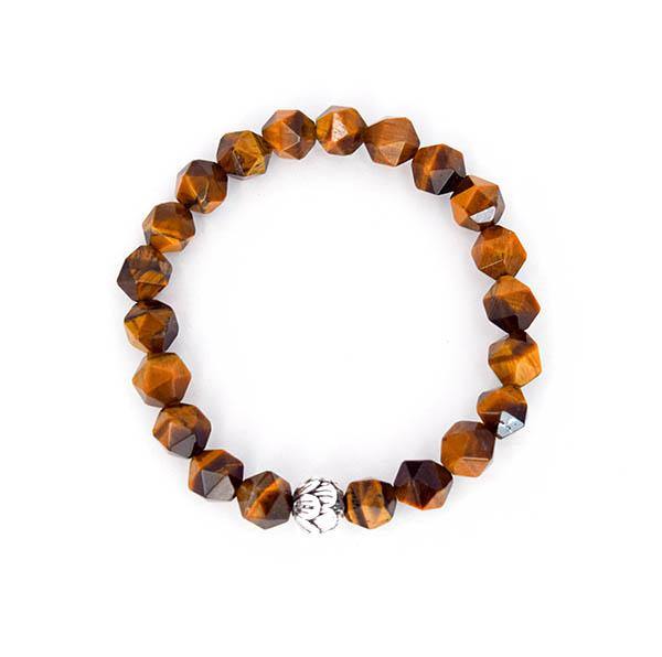 Sacral Chakra and Solar Plexus Chakra Balancing – Tiger’s Eye (Large Cut) and Sterling Silver Stretch Bracelet - Bless and Soul