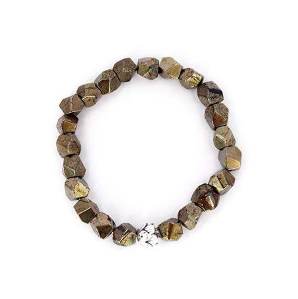 Solar Plexus Balancing – Pyrite (Large Cut) and Sterling Silver Stretch Bracelet - Bless and Soul