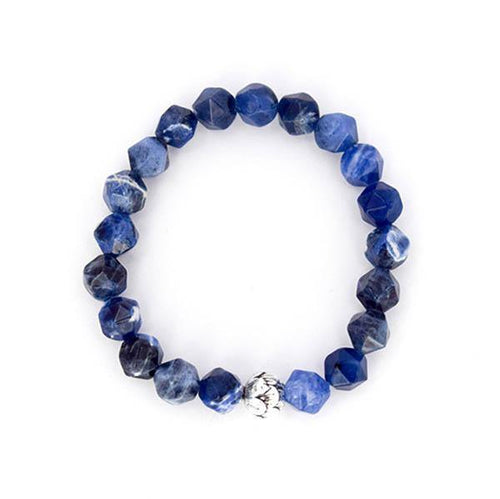 Throat Chakra and Third Eye Chakra Balancing – Sodalite (Large Cut) and Sterling Silver Stretch Bracelet - Bless and Soul