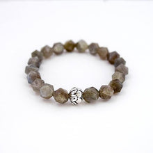 Load image into Gallery viewer, Throat Chakra and Crown Chakra Balancing – Labradorite (Large Cut) and Sterling Silver Stretch Bracelet - Bless and Soul
