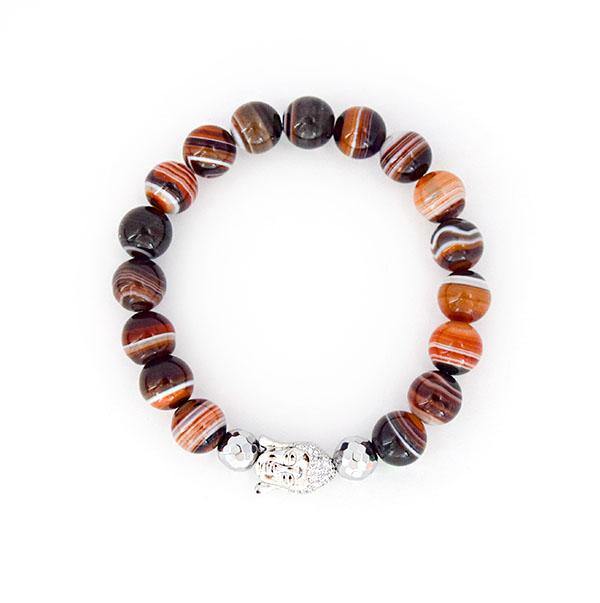 The Earth Element - Madagascar Banded Silk Agate Stretch Bracelet - Bless and Soul